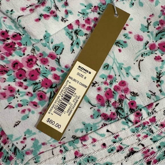 NWT Lauren Conrad Floral SundressHeart Shaped Open Back Sz 8 Pink White Easter - Picture 13 of 16